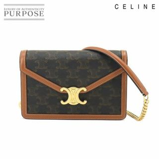 セリーヌ(celine)の未使用 展示品 セリーヌ CELINE トリオンフ チェーン ウォレット 長財布 レザー ブラック ブラウン 10L462DQB ゴールド 金具 VLP 90216344(財布)