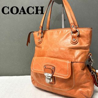 コーチ(COACH)の美品✨COACH コーチショルダーバッグハンドバッグオレンジ/橙(ショルダーバッグ)