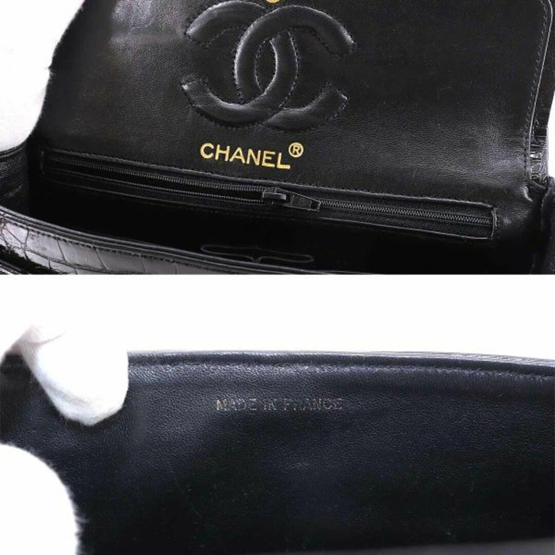 CHANEL(シャネル)のシャネル CHANEL クロコダイル チェーン ショルダー バッグ レザー ブラック ゴールド 金具 ヴィンテージ ココマーク VLP 90185647 レディースのバッグ(ショルダーバッグ)の商品写真