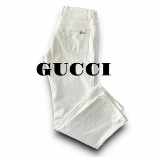 グッチ(Gucci)のD19 美品 L前後 48『グッチ』GGロゴ 夏に映えるホワイトデニムパンツ(デニム/ジーンズ)