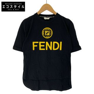 FENDI - フェンディ FS7045 A43A 18SS ﾌﾞﾗｯｸ ｻｲﾄﾞｽﾘｯﾄ ﾛｺﾞTｼｬﾂ XS