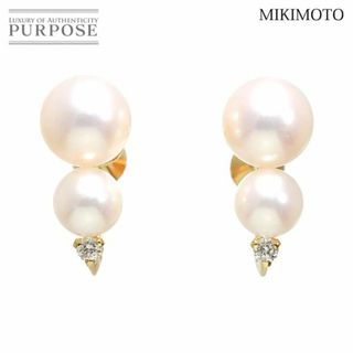 MIKIMOTO - ミキモト MIKIMOTO アコヤ真珠 7.5-5.6mm ダイヤ イヤリング K18 YG イエローゴールド 750 パール VLP 90229140