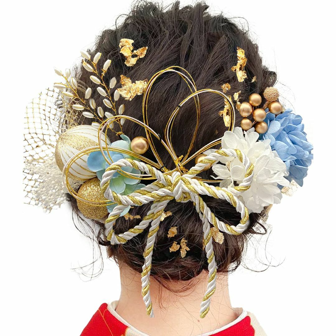 【色:ブルー】JZOON 成人式 髪飾り ヘアアクセサリー アジサイ テールリー レディースのファッション小物(その他)の商品写真