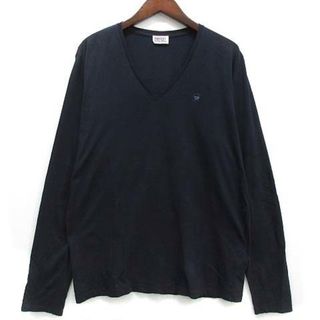 ディーゼル(DIESEL)のディーゼル Vネック Tシャツ カットソー 長袖 ロンT ワンポイント ネイビー(Tシャツ/カットソー(七分/長袖))