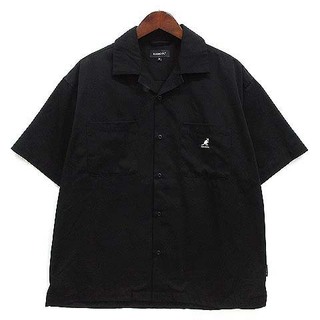 カンゴール KANGOL オープンカラー シャツ 半袖 ワンポイント 黒 M