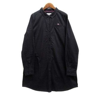 ラコステ(LACOSTE)のラコステ ドット ボタンダウン ロング シャツ チュニック ネイビー 紺 42(シャツ/ブラウス(長袖/七分))