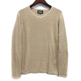 ビームス(BEAMS)のビームス BEAMS リネン コットン ニット Vネック セーター ベージュ M(ニット/セーター)