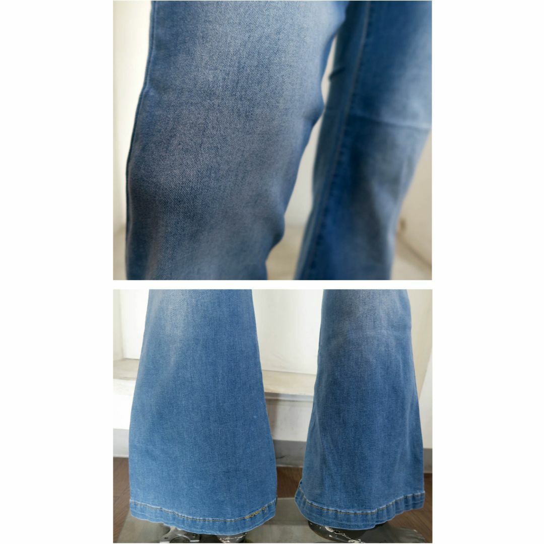 パンタロン ウエスト91cm ベルボトム ラッパズボン ブーツカット サックス メンズのパンツ(デニム/ジーンズ)の商品写真