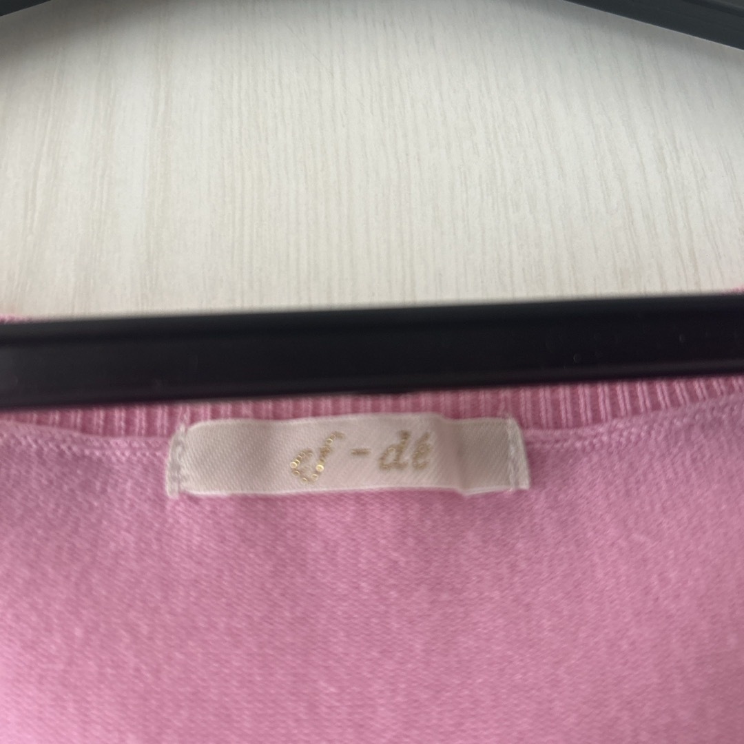 ef-de(エフデ)のエフデ　お袖リボン　ピンク　半袖　サラッとニット　サイズ9号　M　 レディースのトップス(カットソー(半袖/袖なし))の商品写真