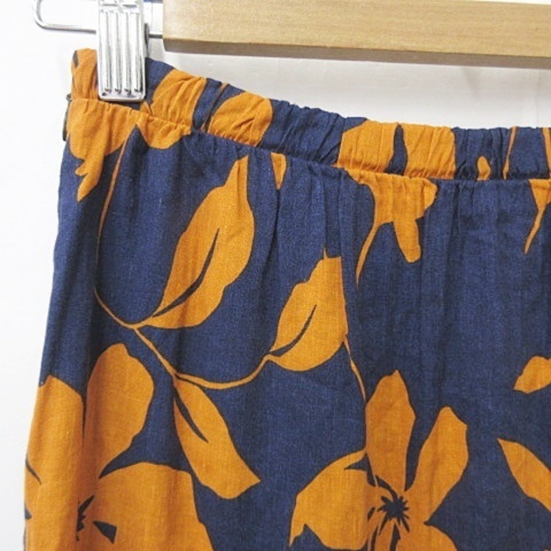 Mila Owen(ミラオーウェン)のミラオーウェン フレアスカート ロング丈 タック ストレッチ リネン 紺 0 レディースのスカート(ロングスカート)の商品写真