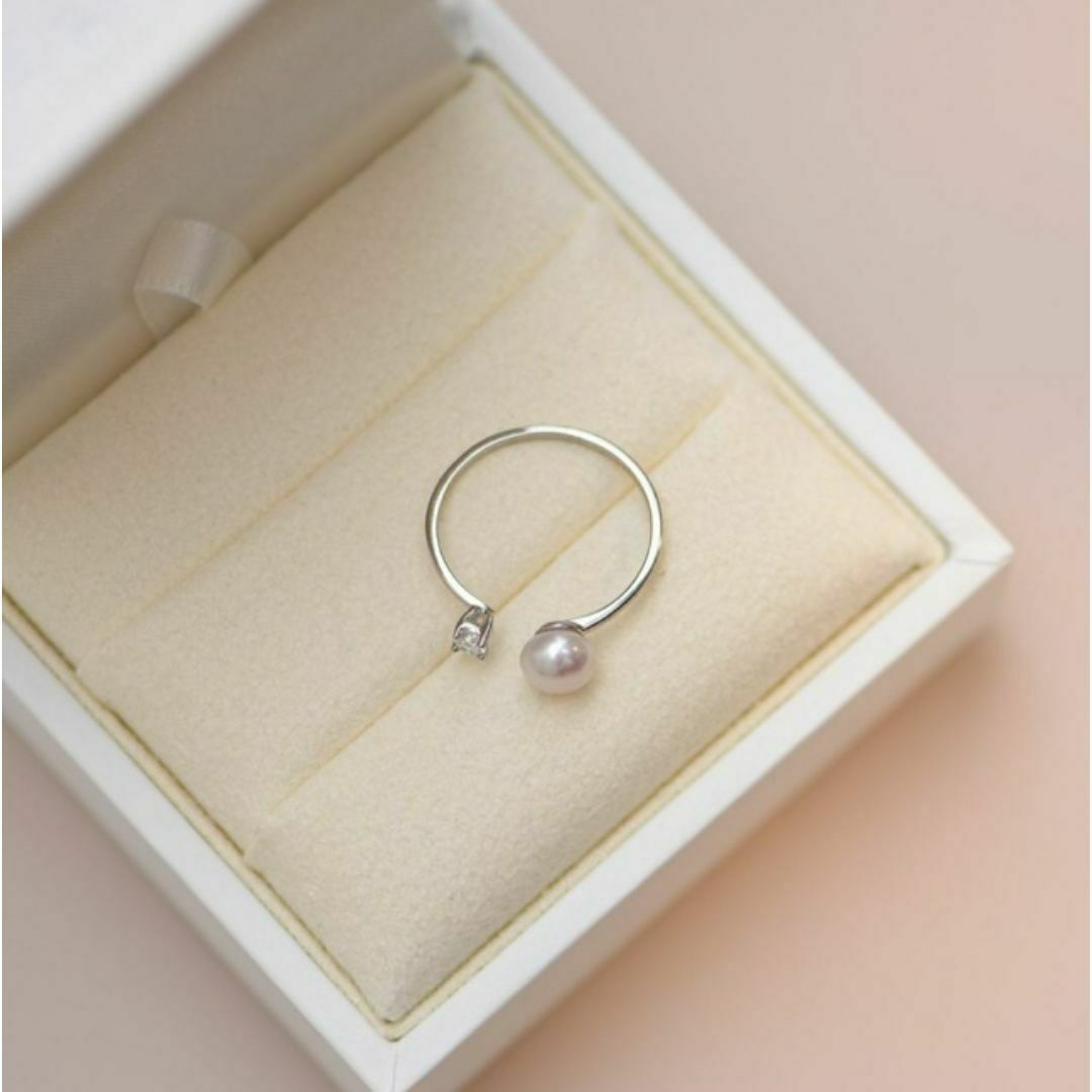 【SALE】パールダイヤ フリーリング エレガント シンプル高級感 レディースのアクセサリー(リング(指輪))の商品写真