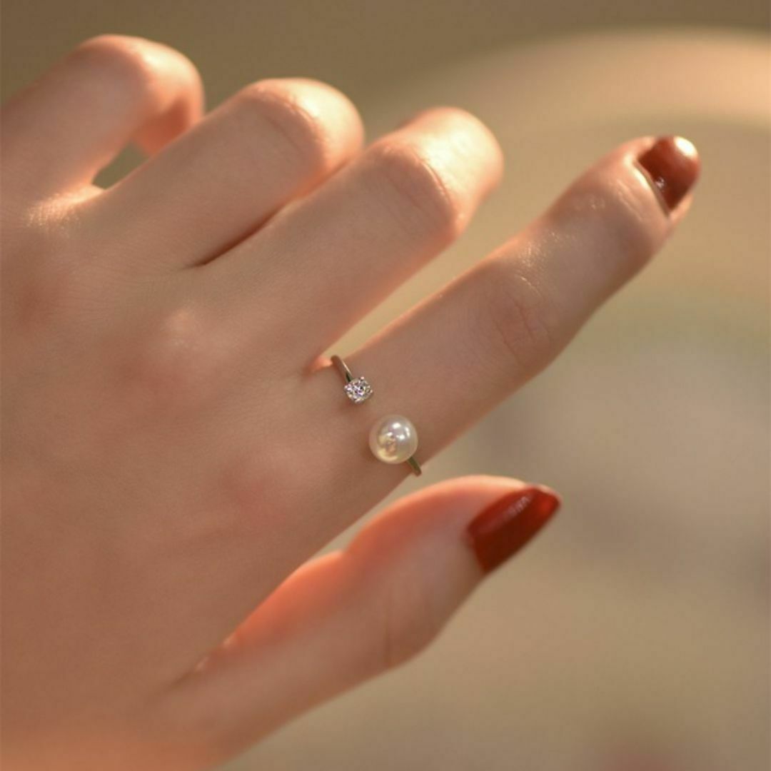 【SALE】パールダイヤ フリーリング エレガント シンプル高級感 レディースのアクセサリー(リング(指輪))の商品写真
