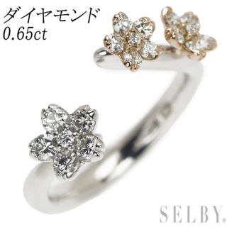 K18WG/PG ダイヤモンド リング 0.65ct フラワー 桜(リング(指輪))