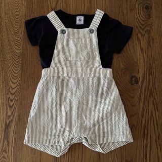 PETIT BATEAU - 美品　ベビーサロペット＋半袖Tシャツ　74㎝