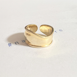 シルバー925 スムースカーブ ウェーブ 波 韓国 指輪 ゴールドリング①(リング(指輪))