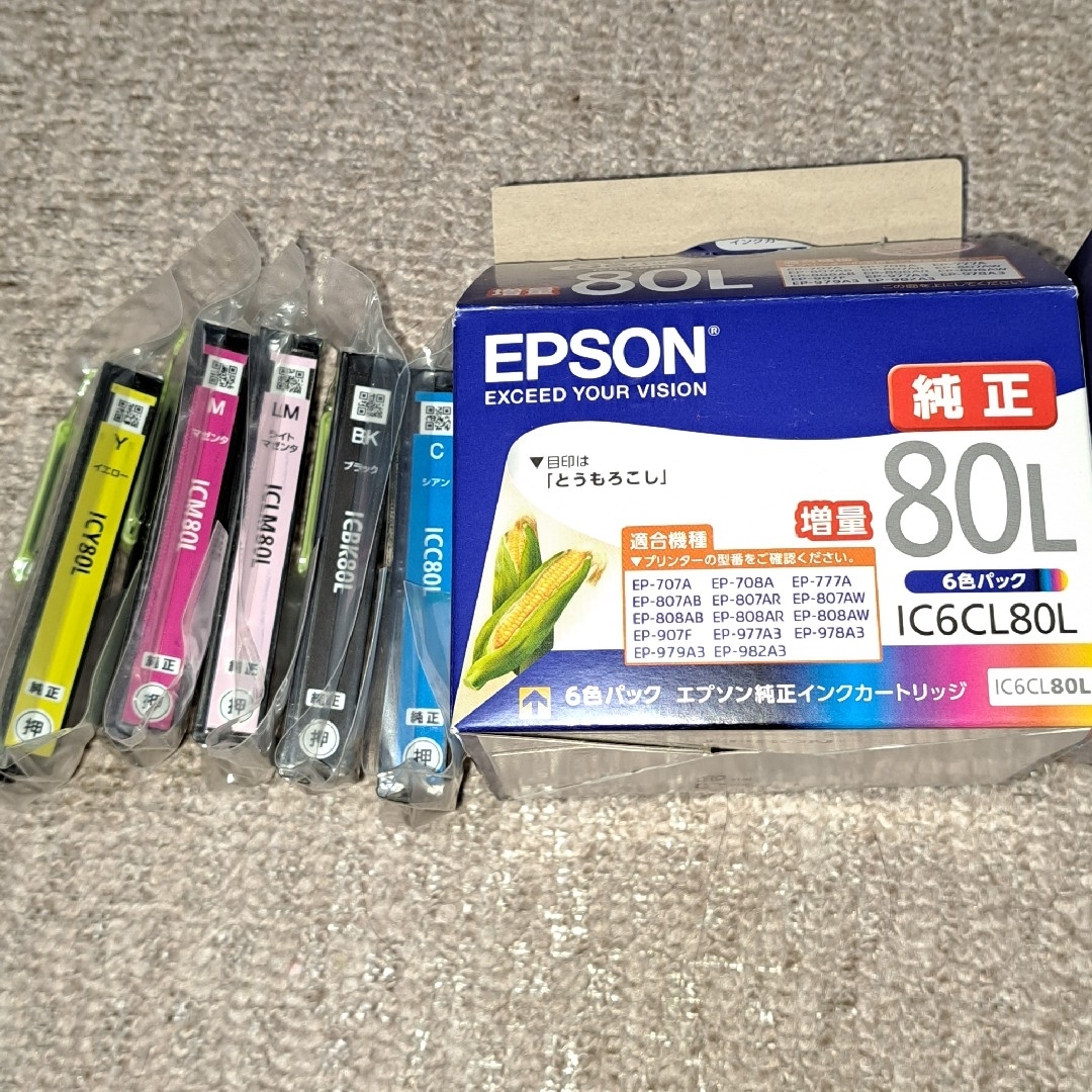 EPSON(エプソン)のEPSON 純正インクカートリッジ IC6CL80L　5色 インテリア/住まい/日用品のオフィス用品(その他)の商品写真
