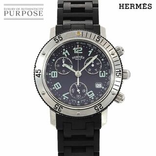 エルメス(Hermes)のエルメス HERMES クリッパー ダイバーズ クロノグラフ CL2 915 メンズ 腕時計 デイト ブラック クォーツ ウォッチ Clipper VLP 90235210(腕時計(アナログ))