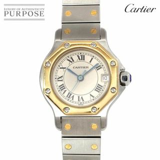 カルティエ(Cartier)のカルティエ Cartier サントスオクタゴンSM コンビ W2001683 ヴィンテージ デイト アイボリー K18YG クォーツ Santos octagon VLP 90235212(腕時計)