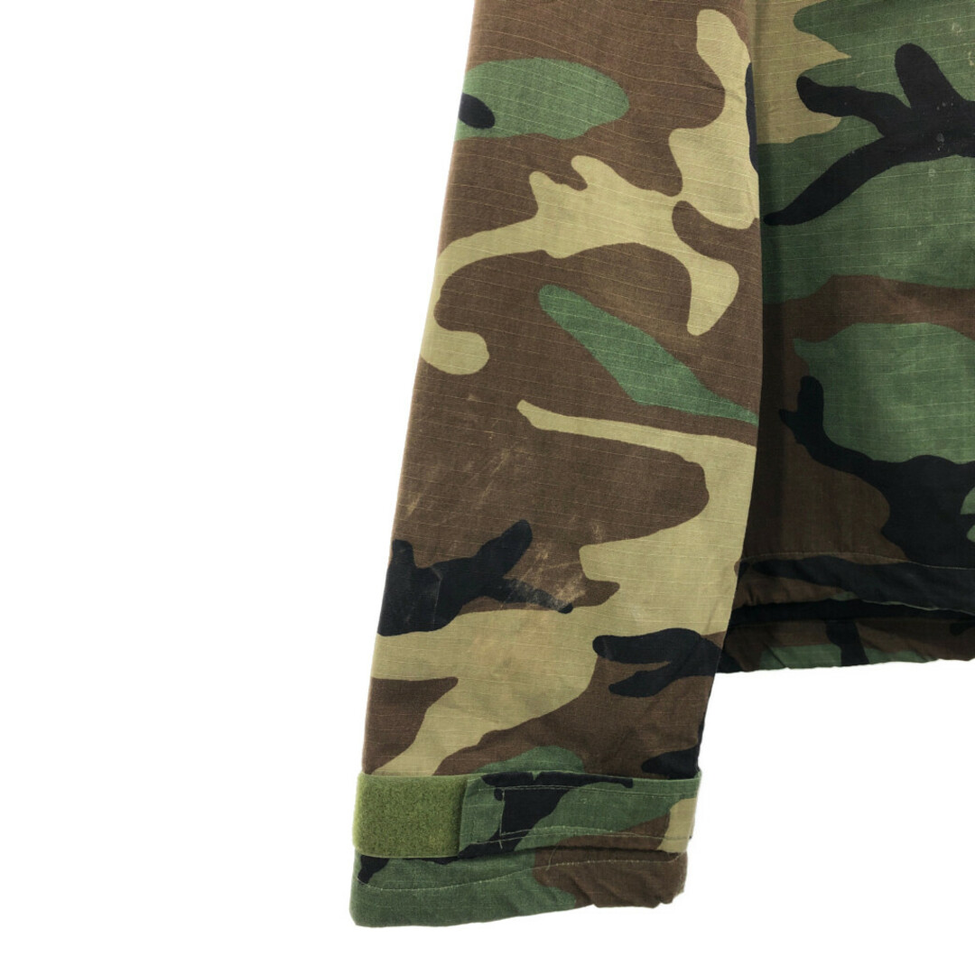 00年代 米軍実物 U.S.ARMY ケミカルプロテクティブジャケット ミリタリー ウッドランドカモ オリーブ (メンズ) 中古 古着 Q5062 メンズのジャケット/アウター(ミリタリージャケット)の商品写真