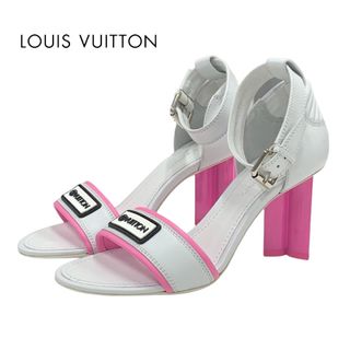 LOUIS VUITTON - ルイヴィトン LOUIS VUITTON シルエットライン サンダル 靴 シューズ レザー ホワイト ピンク 白 未使用 ロゴ アンクルストラップ