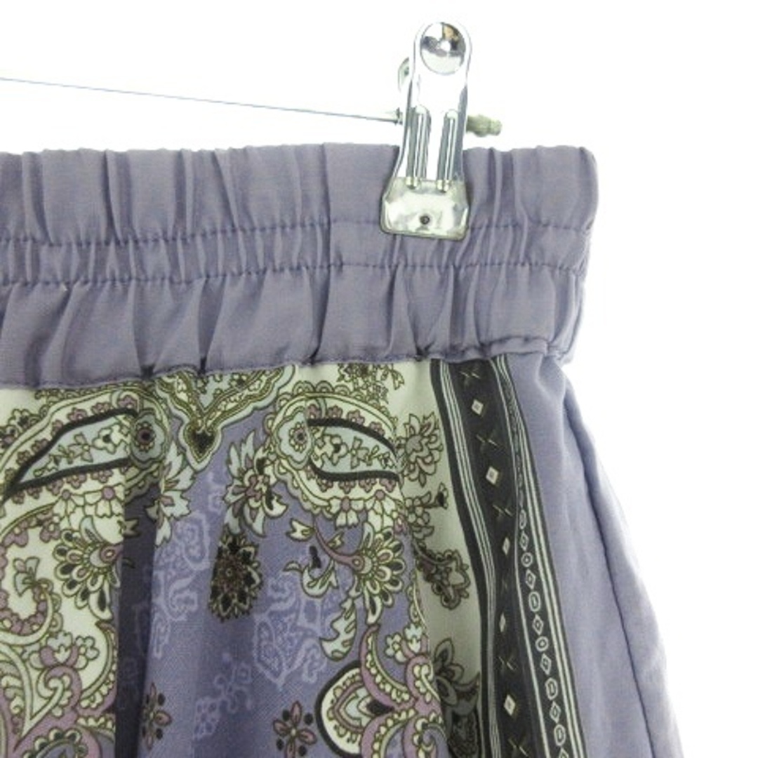 AS KNOW AS(アズノウアズ)のアズノウアズ スカート フレア ロング ヘム ウエストゴム 薄手 総柄 M 紫 レディースのスカート(ロングスカート)の商品写真
