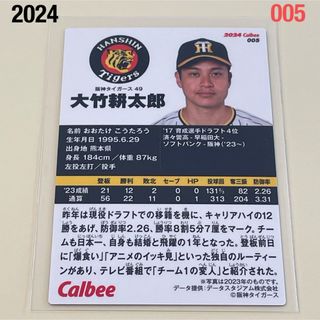 ハンシンタイガース(阪神タイガース)の【2024プロ野球チップス】大竹　耕太郎　阪神タイガース(スポーツ選手)