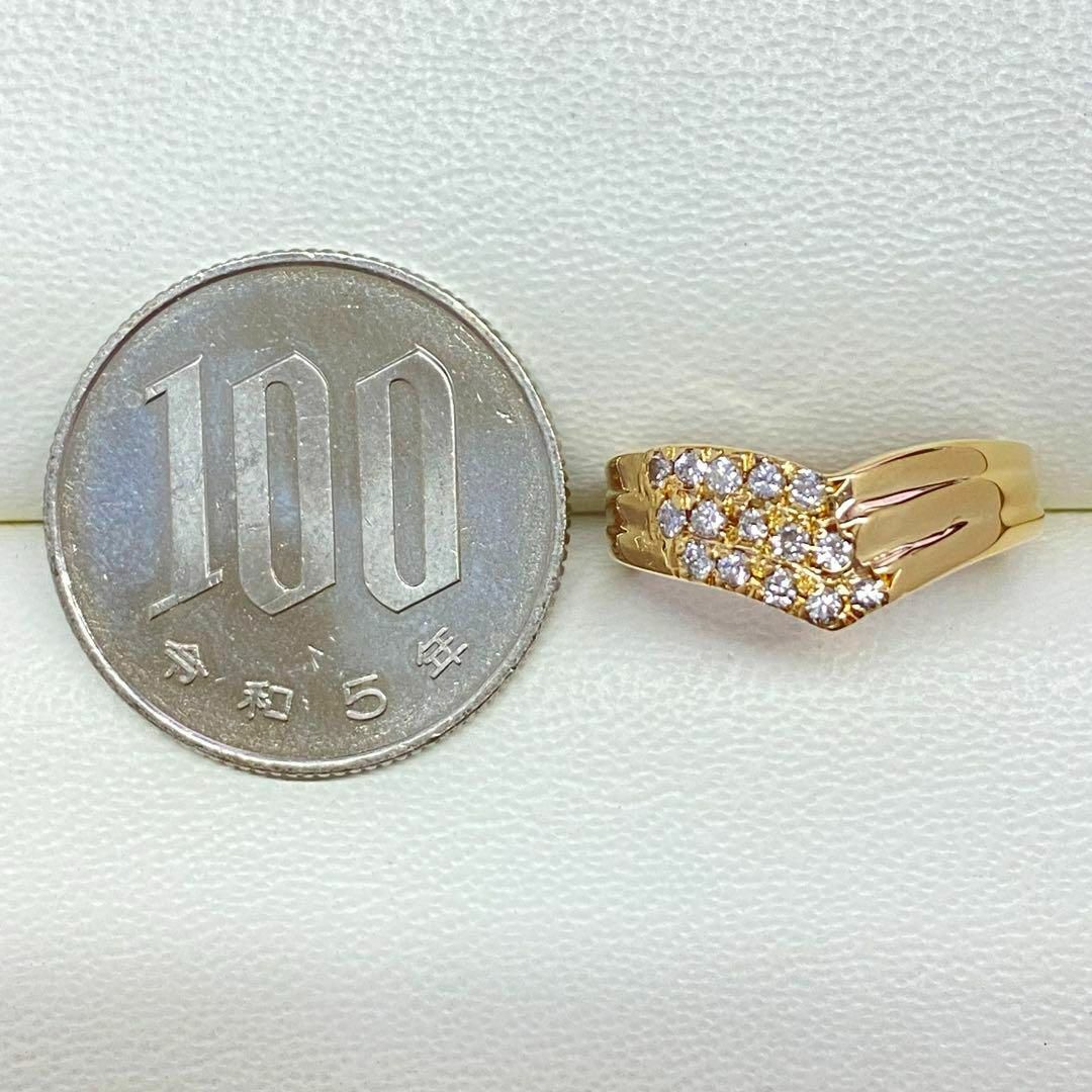 K18  天然ダイヤモンドリング　D0.15ct　サイズ9号　3.2ｇ　18金 レディースのアクセサリー(リング(指輪))の商品写真
