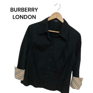 バーバリー(BURBERRY)のバーバリーロンドン　長袖シャツ　ブラック　LL ホースロゴ　ノバチェック(シャツ/ブラウス(長袖/七分))