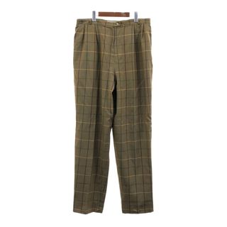 BURBERRY - 90年代 イングランド製 Burberrys バーバリーズ 2タック ウール スラックスパンツ チェック オリーブ (メンズ W34) 中古 古着 Q5066