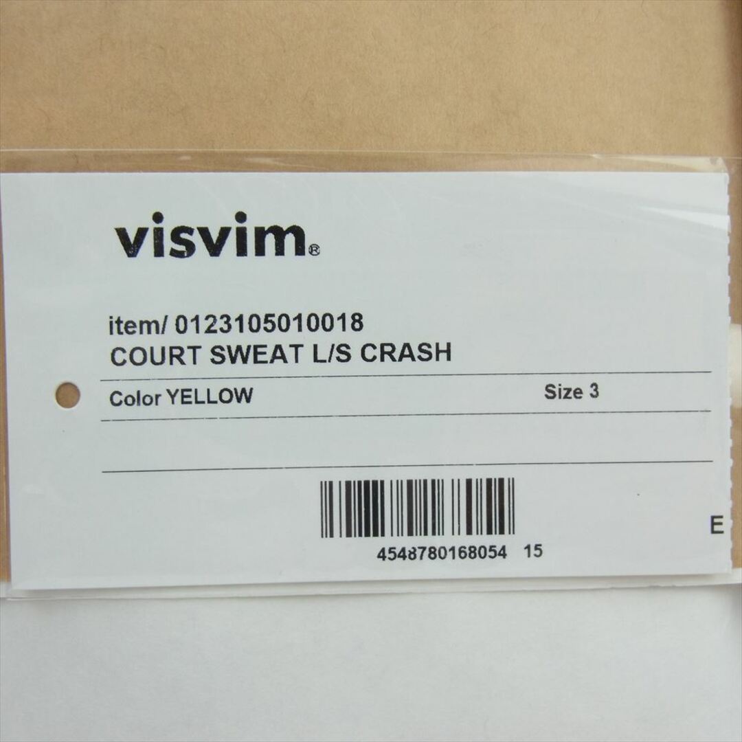 VISVIM(ヴィスヴィム)のVISVIM ビズビム スウェット 0123105010018 COURT SWEAT L／S CRASH ダメージ加工 スウェット トレーナー  イエロー系 3【新古品】【未使用】【中古】 メンズのトップス(スウェット)の商品写真