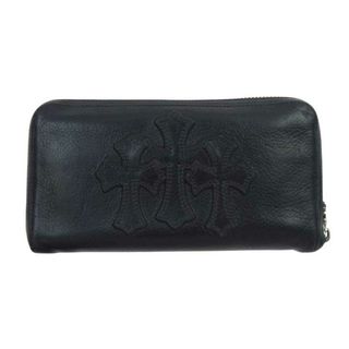 クロムハーツ(Chrome Hearts)のCHROME HEARTS クロムハーツ（原本有） 財布 REC ZIP 3PTCH 3セメタリー クロスパッチ ラウンドファスナー ロングウォレット 長財布 ブラック系【中古】(長財布)