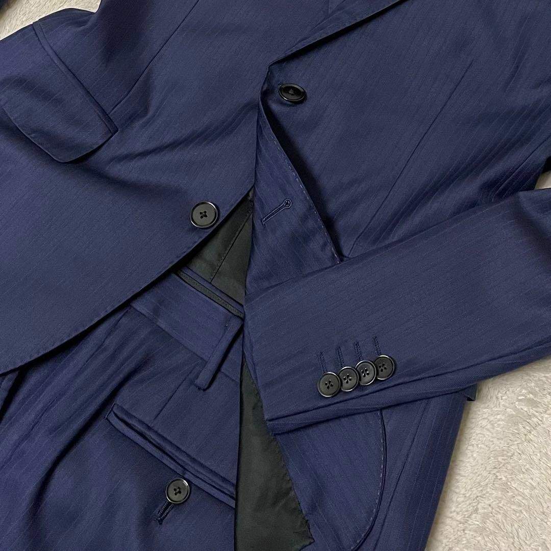 シンプリシテプリュス ×伊・ロロピアーナ ストライプ柄セットアップスーツ 44 メンズのスーツ(セットアップ)の商品写真