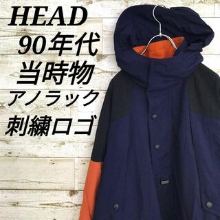 HEAD - 【k6220】希少USA古着90sヘッド刺繍ロゴアノラックプルオーバージャケット