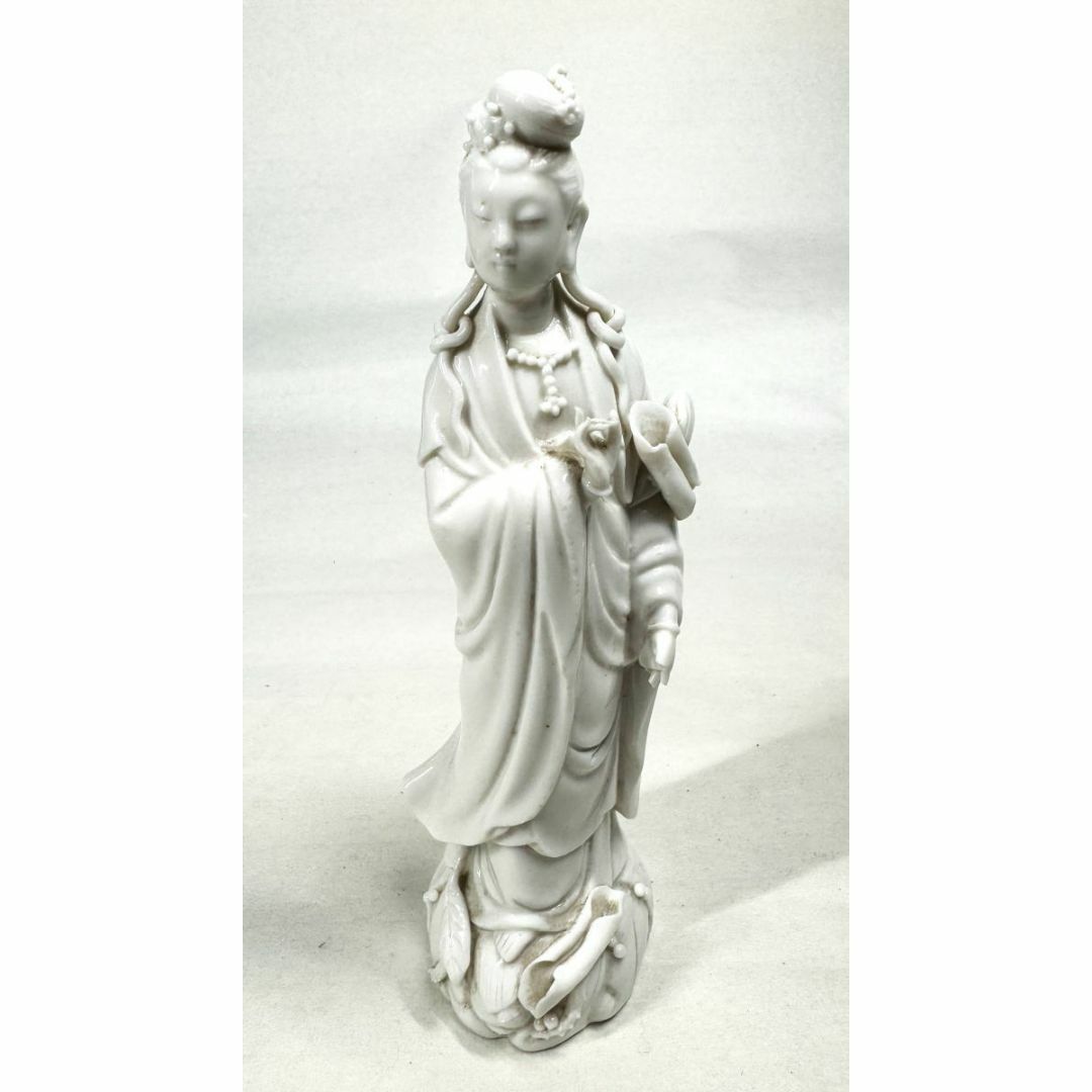 徳化窯 観音様立像 時代物 唐物白高麗 伝世品焼物 白磁 ウブ品 徳化窯 観音様立像 時代物 唐物白高麗 伝世品焼物 白磁 ウブ品