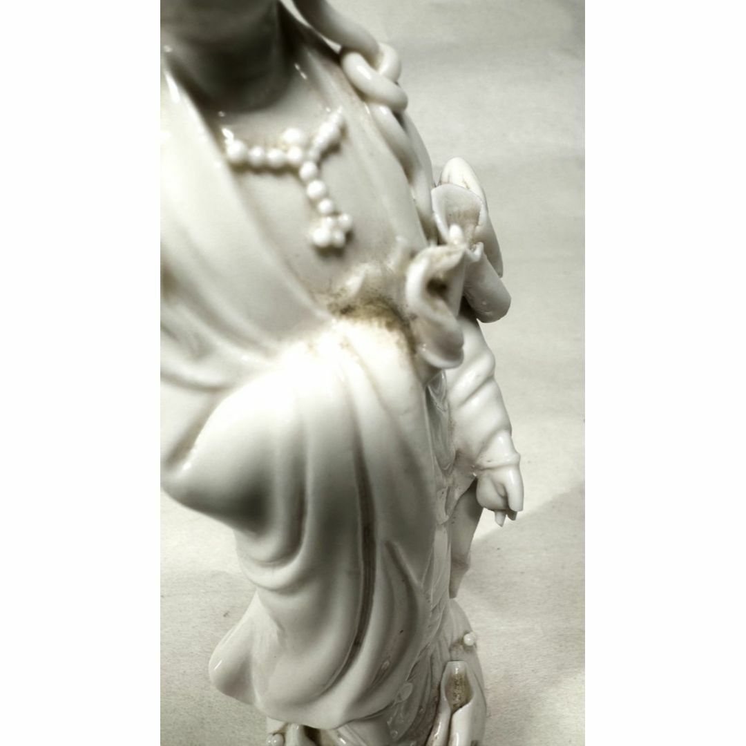 徳化窯 観音様立像 時代物 唐物白高麗 伝世品焼物 白磁 ウブ品 徳化窯 観音様立像 時代物 唐物白高麗 伝世品焼物 白磁 ウブ品