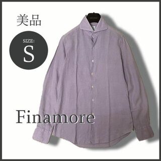 FINAMORE - 伊・フィナモレ ホリゾンタルカラー リネンドレスシャツ ラベンダー S 美品