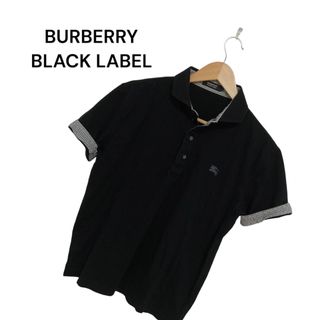 バーバリーブラックレーベル(BURBERRY BLACK LABEL)のバーバリーブラックレーベル　ポロシャツ　ホースロゴ　ギンガムチェック　黒　L(ポロシャツ)