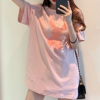 【人気商品】レディース トップス  オーバーサイズ  ピンク  Tシャツ 半袖(Tシャツ(半袖/袖なし))