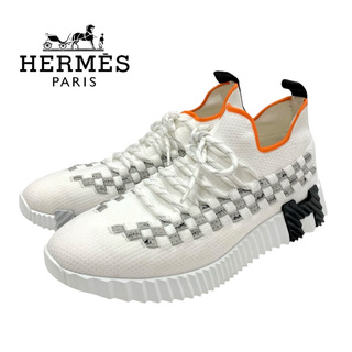 エルメス HERMES フレックス スニーカー 靴 シューズ ファブリック ホワイト 白 ソックススニーカー ボリュデュック ニット