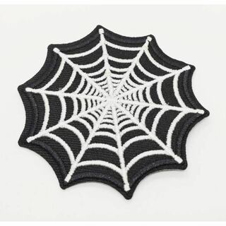 スパイダー　蜘蛛の巣　クモ　ワッペン　アップリケ　のり付き　刺繍　アイロン