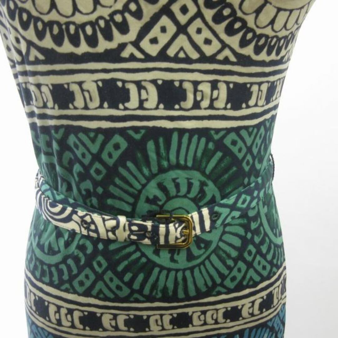 Tory Burch(トリーバーチ)のトリーバーチ シルク ワンピース スカート ベルト付 ひざ丈 総柄 青 XS レディースのワンピース(ひざ丈ワンピース)の商品写真