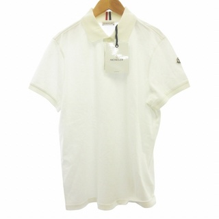 モンクレール(MONCLER)のモンクレール MONCLER タグ付き ロゴ刺繍 ポロシャツ 白 ホワイト M(ポロシャツ)