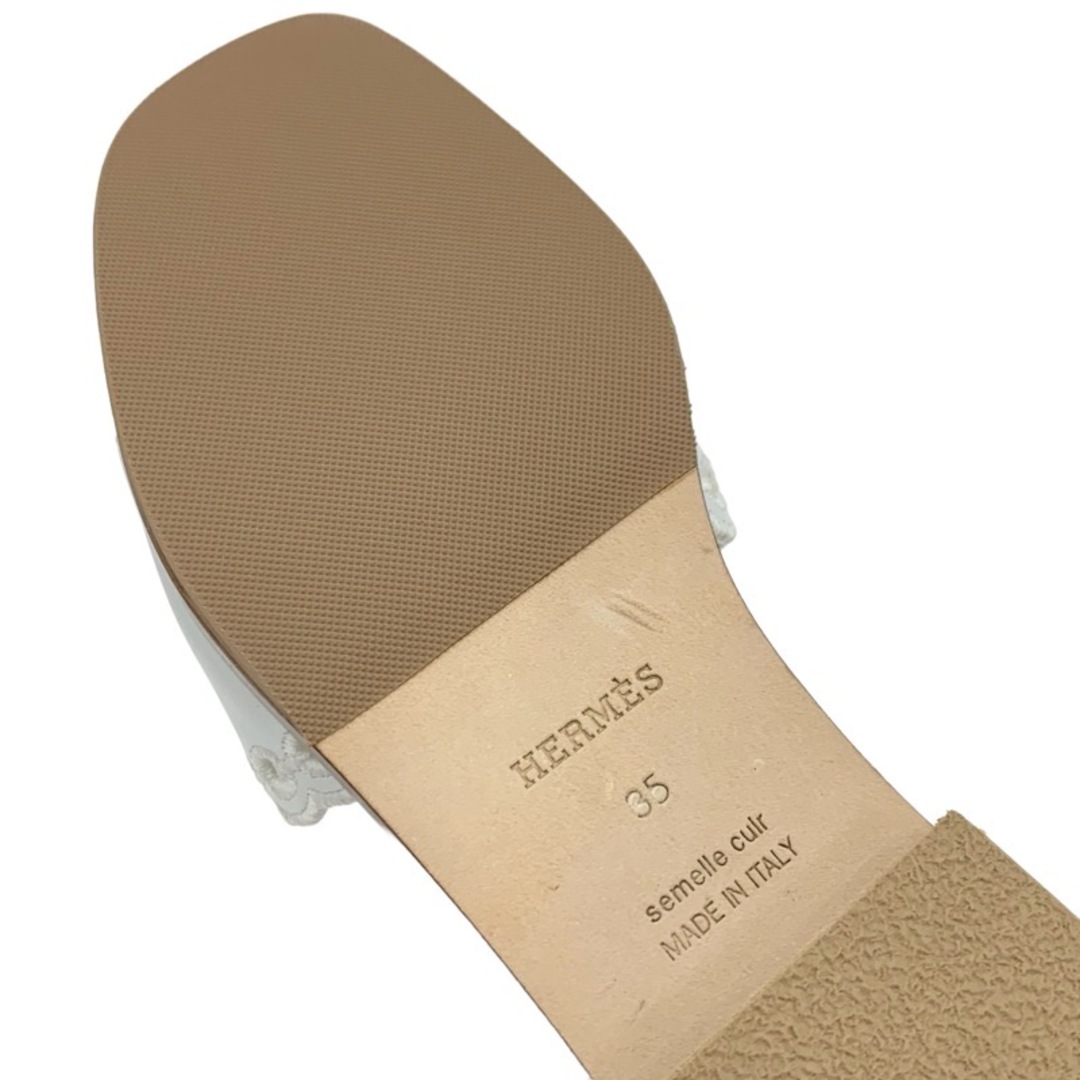 Hermes(エルメス)のエルメス HERMES ガエル サンダル 靴 シューズ レザー ホワイト 白 フラットサンダル ミュール シェーヌダンクル レディースの靴/シューズ(サンダル)の商品写真