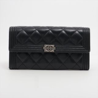 シャネル(CHANEL)のシャネル  ラムスキン  ブラック レディース 長財布(財布)