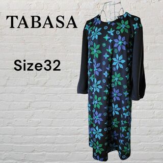 TABASA - TABASA タバサ　ワンピース　花柄　刺繍　ネイビー　サイズ32