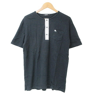 バーバリーブラックレーベル(BURBERRY BLACK LABEL)のバーバリーブラックレーベル Tシャツ 半袖 ヘンリーネック カットソー 黒(Tシャツ/カットソー(半袖/袖なし))