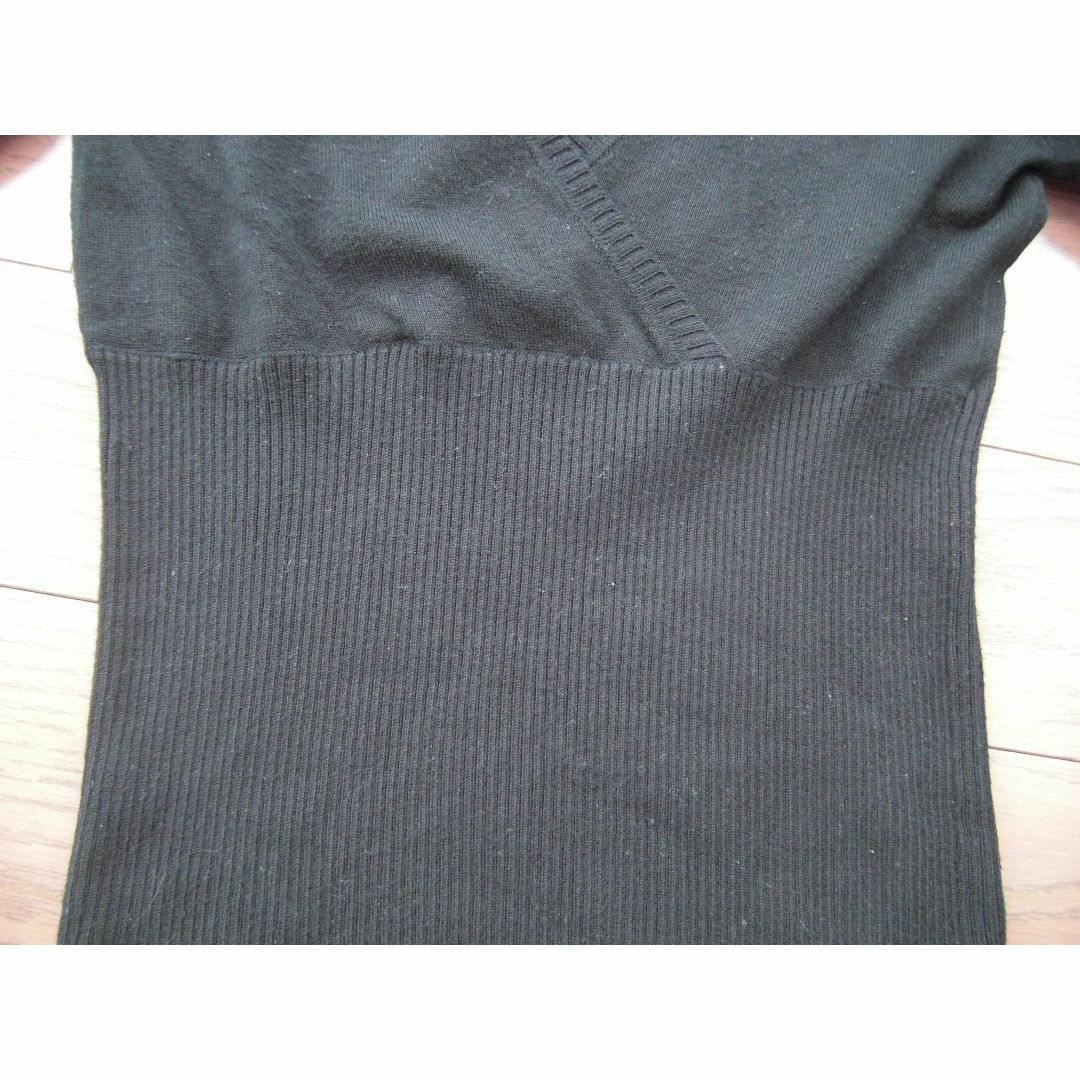 ハイウエスト リブ カシュクールニット 七分袖 黒 S  レディースのトップス(ニット/セーター)の商品写真