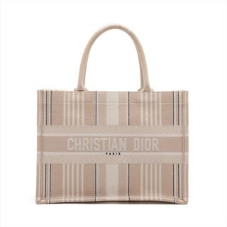 クリスチャンディオール(Christian Dior)のクリスチャンディオール ブックトート スモール キャンバス  ベージュ レ(トートバッグ)