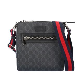 グッチ(Gucci)のグッチ GGスプリーム ショルダーバッグ PVC 523599 498879 ブラック ユニセックス GUCCI  中古(ショルダーバッグ)