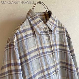 マーガレットハウエル(MARGARET HOWELL)のOLD マーガレットハウエル リネン チェック シャツ Ⅱ ペールブルー(シャツ/ブラウス(長袖/七分))